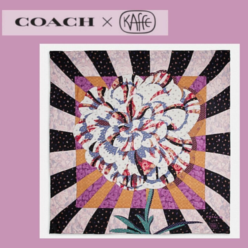 Coach RETAIL Kaffe Art Deco Floral Print Wrap/Scarf